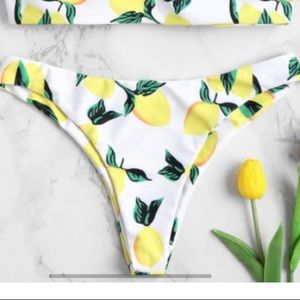 Zaful Lemon Print Cheeky Bikini Bottom